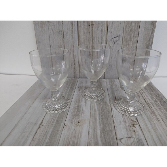 Anchor Hocking Bubble Foot Water Wine Goblet Glasses 5 1/2" Stemmed Set of 3 - Picture 1 of 5